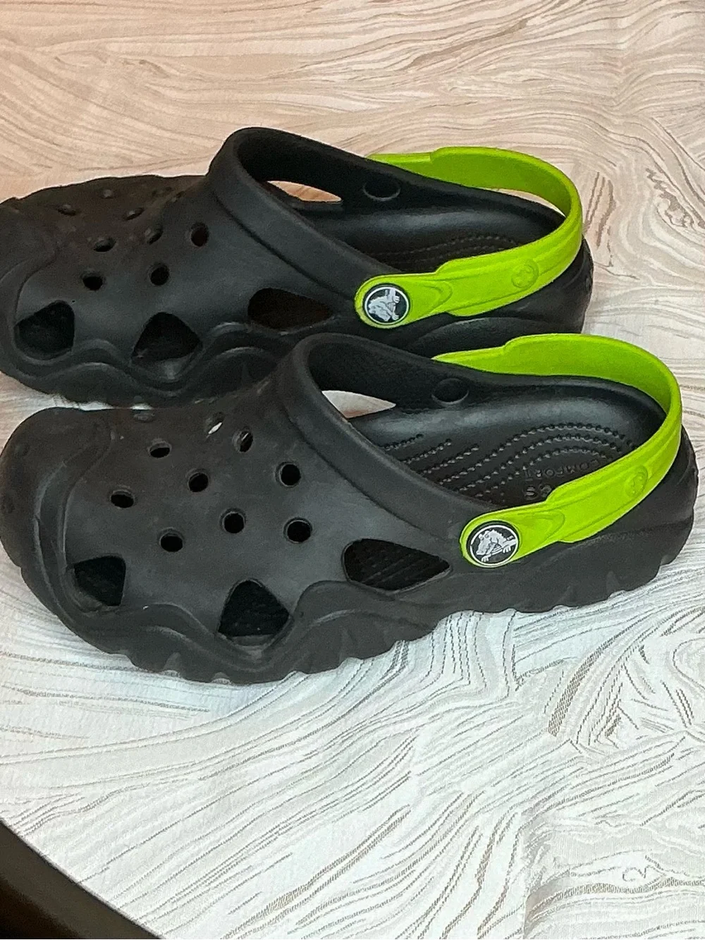 CROCS DUET SPORT CLOGS GRAPHITE VOLT GREEN COMFORT SHOES